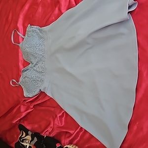 New blue dress with spaghetti straps.